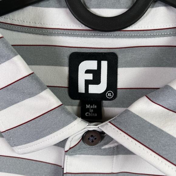 Footjoy Polo Striped Men's XL White/Grey Banyan Creek Golf Course FL Collared - Picture 5 of 13